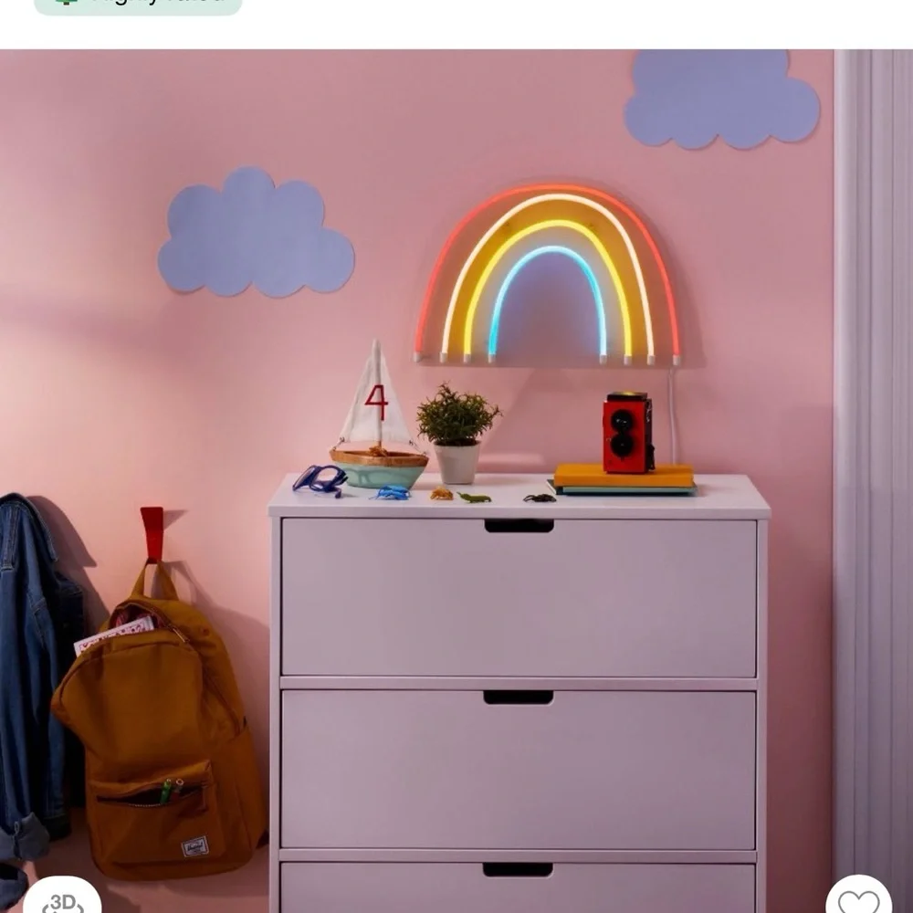Pillowfort Colorful Neon Rainbow Wall Light